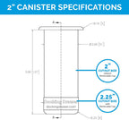 Docking Drawer 2.0" Canister for Hot Tools, Hair Dryer, Curling Iron, and Flat Iron Holder Tube RIng Capped Stainless Steel