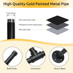 36 inch Industrial Pipe Clothes Rack Wall Mount For Hanging Rod Bar for Laundry Room Up to Max Load 135Lb Black