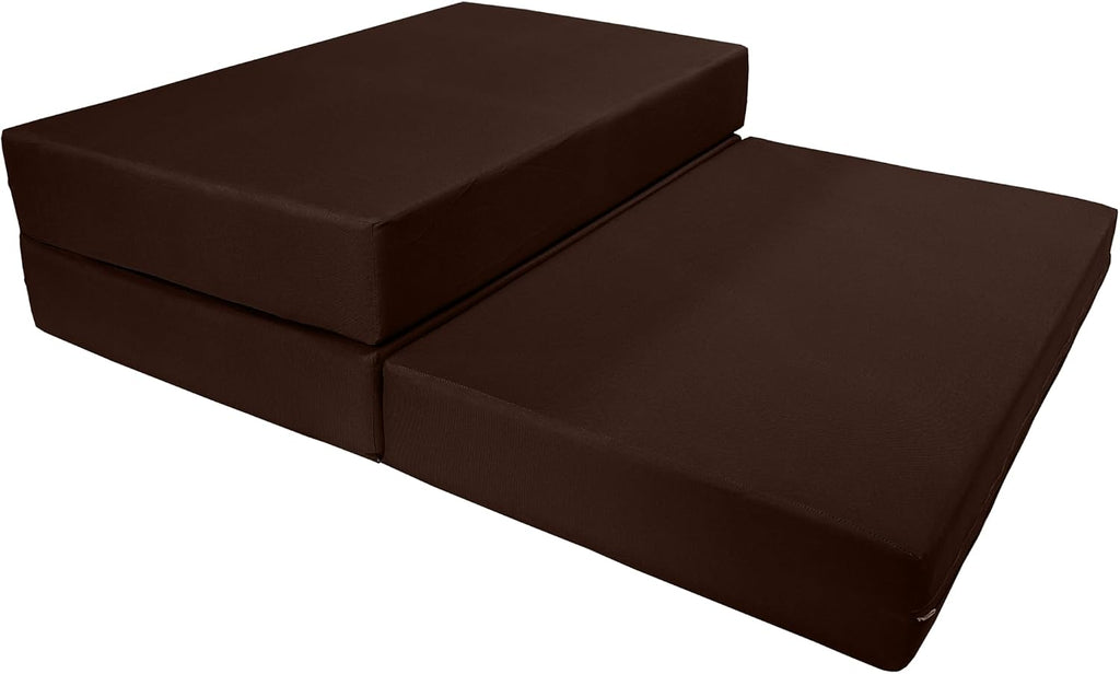 D&D Futon Furniture Trifold Foam Bed, Folding Ottoman Mattress (Brown, Twin Size (6 x 39 x 75))