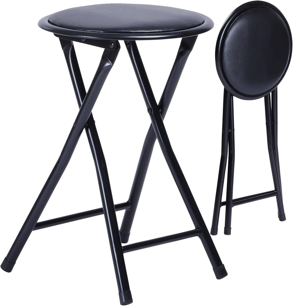 FurnitureR Folding Stool, Backless 18-Inch Stool Chair Collapsible Padded Rou...