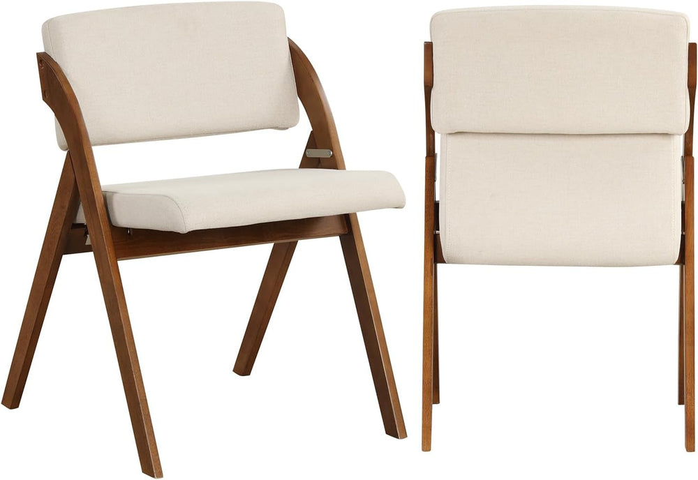 POWERSTONE Folding Chairs Set of 2 with Cushion, Modern Foldable Kitchen Dini...