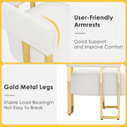 STHOUYN Modern White Boucle Dining Chairs Set of 4 with Gold Metal Legs, Mid Century Barrel Kitchen Chairs Set, Upholstered Accent Armchairs Dining Room Set, Living Room, Apartment (White, 2pcs)