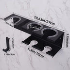 Hot Tools Organizer Wall Mount, Hair Tool Organizer, Hair Dryer Holder Wall Mounted for Blow Dryer, Curling Iron Black Curling Iron Holder 3 in 1 Modern Storage with 3M Adhesive for Bathroom, Vanity