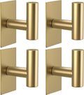 VAEHOLD Wall Towel Hooks, Heavy Duty Sticky Holder Waterproof Towel Hooks for Hanging Coat, Clothes, Closet Hook Wall Mount for Kitchen (Gold, 4 Pack)
