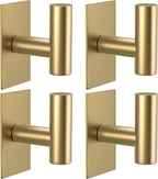 VAEHOLD Wall Towel Hooks, Heavy Duty Sticky Holder Waterproof Towel Hooks for Hanging Coat, Clothes, Closet Hook Wall Mount for Kitchen (Gold, 4 Pack)