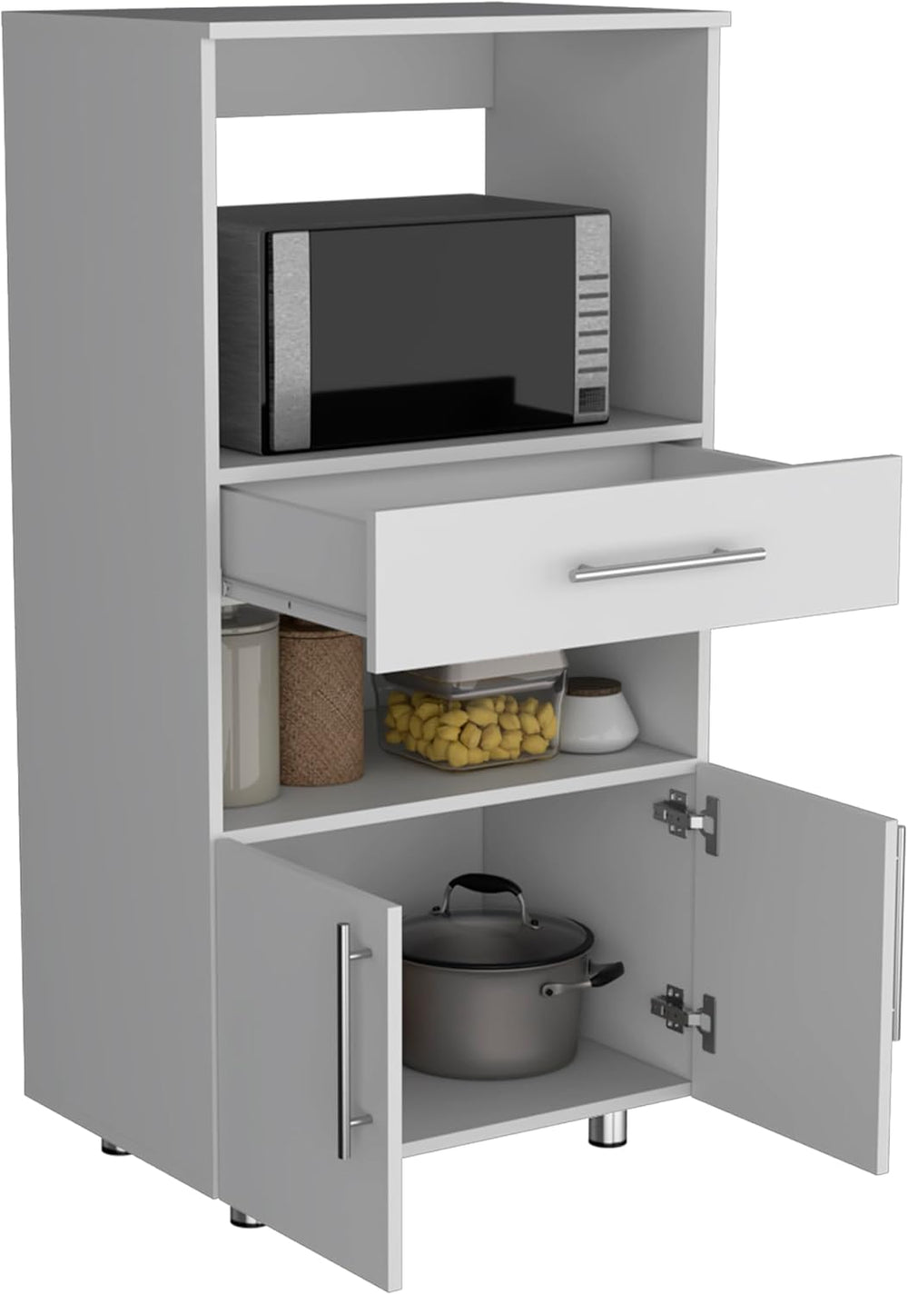 24.4" D*16.54" W*48" H Kitchen Pantry with Drawer & 2 Open...