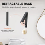 Retractable Clothes Drying Rack,Space Saver Wall-Mounted Retractable & Foldable Clothes Hanger for Laundry Room,Bedroom,Closet Storage Organization (1pcs, Black)