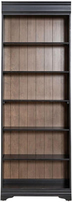 Liberty Furniture Meritage 84 Inch Bookcase for Home Office - Aged Charcoal w/Rub Thru & Caramel