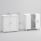 kleankin 23.5" Pedestal Sink Storage Cabinet, Freestanding Bathroom Under Sink Cabinet with U-Shape Cut-Out and Adjustable Shelf, White