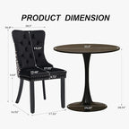 SoarFlash Kitchen Table and Chairs for 2, 31.5" Dining Table Set for 2 with Velvet Upholstered Chairs, 3 Piece Round Kitchen Table Set, Dining Room Table Set for Small Space, Apartment, Black/Black