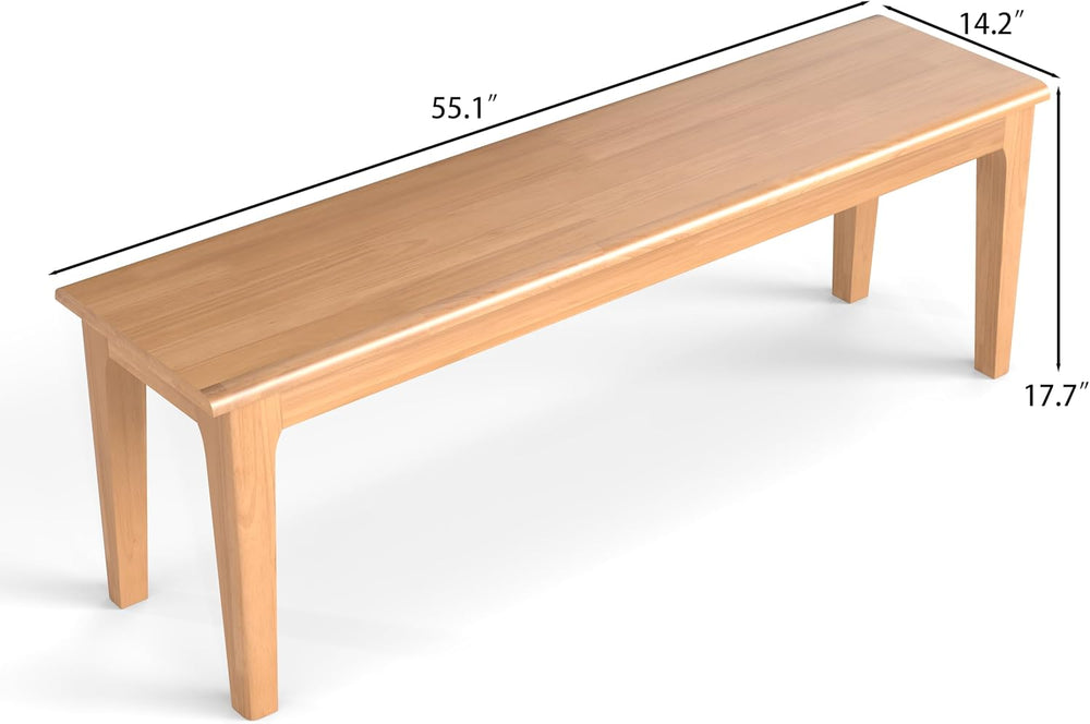 Dining Bench 55.1" Wood Solid Oak Wooden Bed End/Entryway Bench for Bedr...