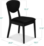 Best Choice Products Dining Chairs Set of 2, Mid-Century Modern Upholstered Wood, Armless w/Seat Cushion, Padded Backrest - Black/Black