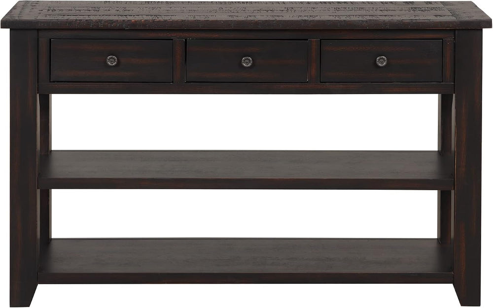 RuiSiSi 48” Console Table with 3 Drawers and 2 Shelves, Farmhouse Wood Sofa T...