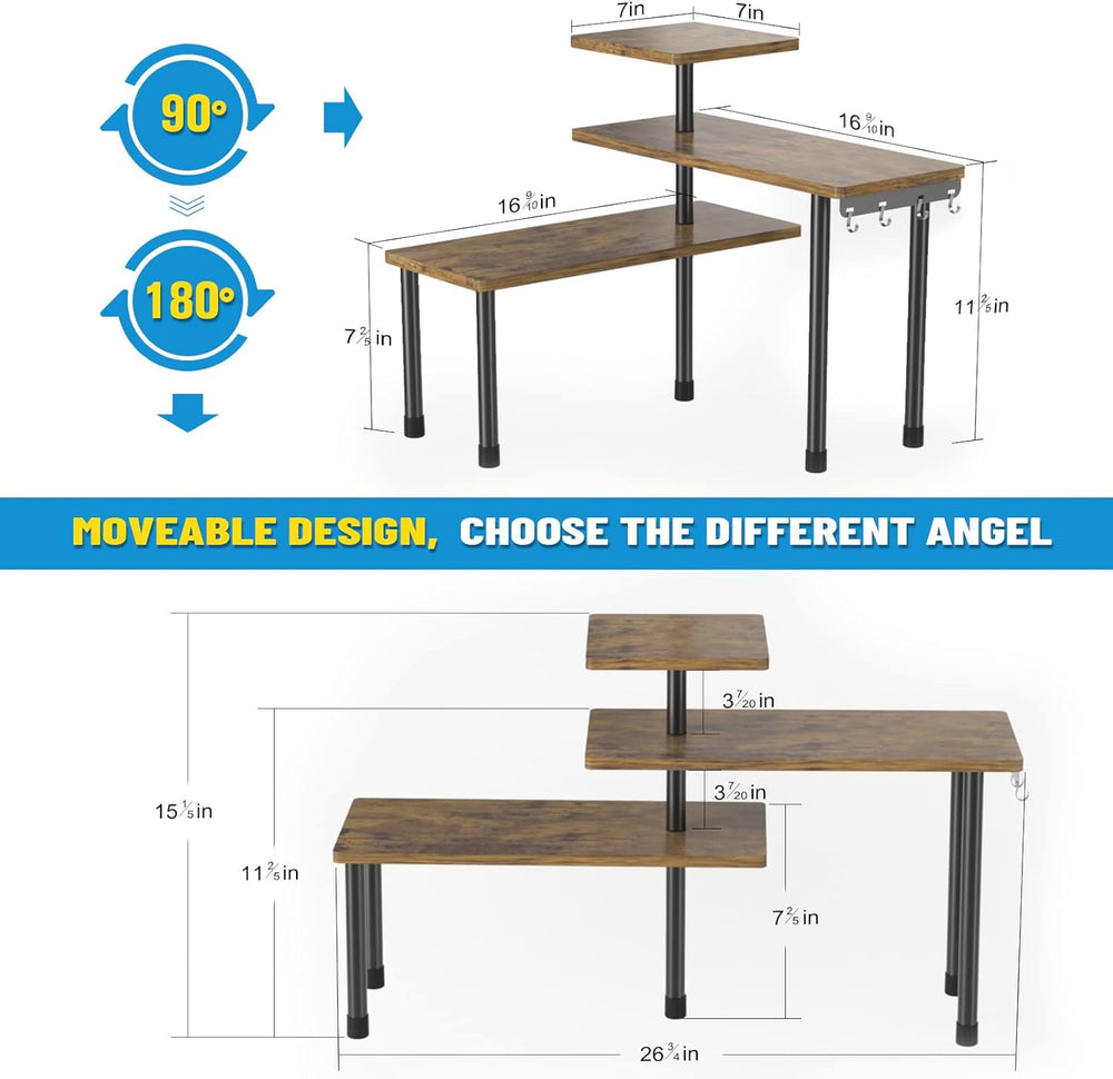 JayRex Countertop Organizer Organization, 3 Tier Moveable Corner Shelf Organi...