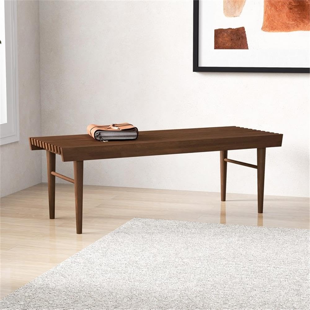 Pemberly Row 47" Mid Century Modern Rectangle Felicity Brown Teak Wood B...