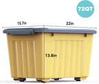 Nazhura Plastic Storage Bin, Stackable and Nestable Storage Boxes with White Lids and Secure Latching Buckles, Large Storage Container (Yellow/Purple, 72Quart-4Pack)