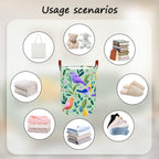 Laundry Baskets 15.7x19.7 Inch Large Colorful Birds Leaves Floral Design Collapsible Laundry Hamper with Handles Oxford Fabric Clothes Storage Bin Foldable Dirty Clothes for Bedroom Bathroom Dorm