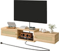 IBUYKE Modern Rattan Floating TV Stand with Doors,Wall Mounted TV Shelf for TVs up to 55 Inches,Media Console Entertainment Center for Under TV Storage Cabinet for Living Room Bedroom,Natural UWST012N