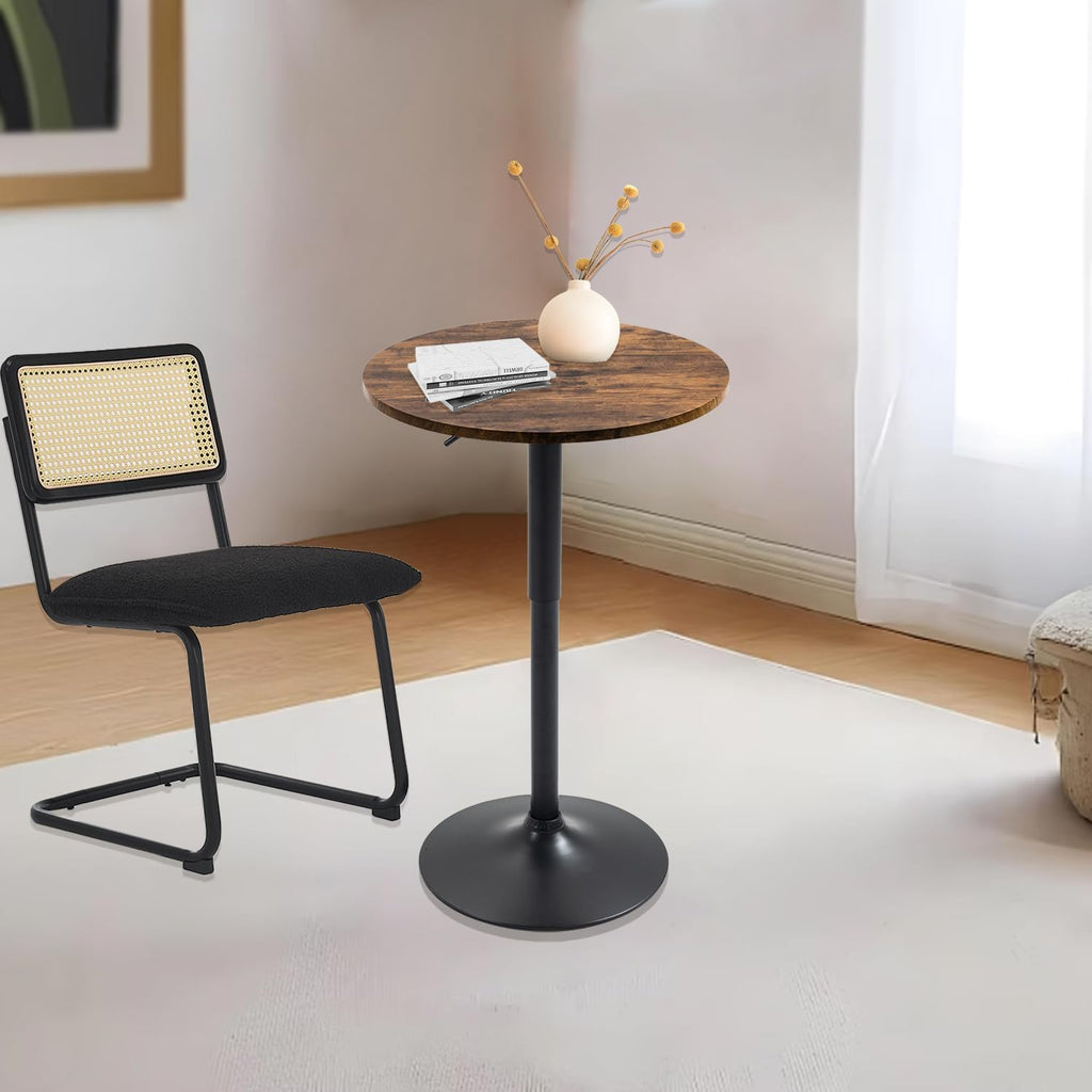 Round Bar Table Height Adjustable with MDF Top, 23.6 i n Modern Cocktail Bar Table with 360 Swivel for Suitable for Small Space, Kitchen, Dining Room, Restaurant Brown