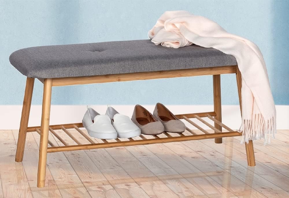WENKO Entryway Bench with Shoe Storage, Shoe Storage Bench, Shoe Bench with P...
