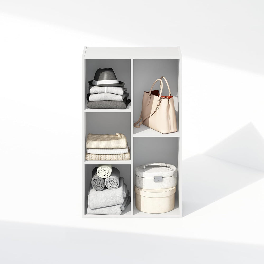 Furinno Reed Closet Organizers and Storage, 5-Cube Reversible Closet Shelves,...