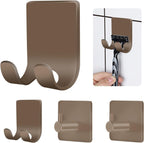 CGBE 4 Pack Shower Hooks - Self Adhesive Shaver Holder Hanger for Bathroom, Damage Free Wall Hooks for Razor, Loofah Sponge - Brown