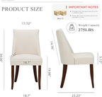 Upholstered Dining Chairs Set of 4, Mid Century Modern Kitchen Chairs with Back, Farmhouse Fabric Side Dining Room Chairs with Wood Legs for Dining Room Restaurant, Beige