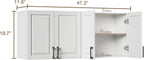 ChooChoo Laundry Room Cabinets, 4 Doors Wall Mounted Storage Cabinet, Kitchen Wall Storage, Bathroom Wall Cabinet, White