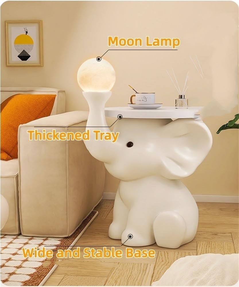 Resin Coffee Table, Elephant Shaped Side Table, Decorative Table with LED Lig...