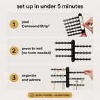 6-Tier Hanging Wall Jewelry Organizer, Earring, Necklace, Ring Holder-Black | Large Capacity with 120 Earring Holes, Rotating Branches, Includes 3M Command Strips, Bracelet, Ring & Necklace Storage
