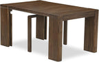 X02SI-2C8-04 - 6 pc Modern Dining Set contains an Extendable Rectangle Kitchen Table, 1 Coffee Table, 2 Dining Chairs and 2 Modern Benches, 39x120 Inch, Antique Walnut