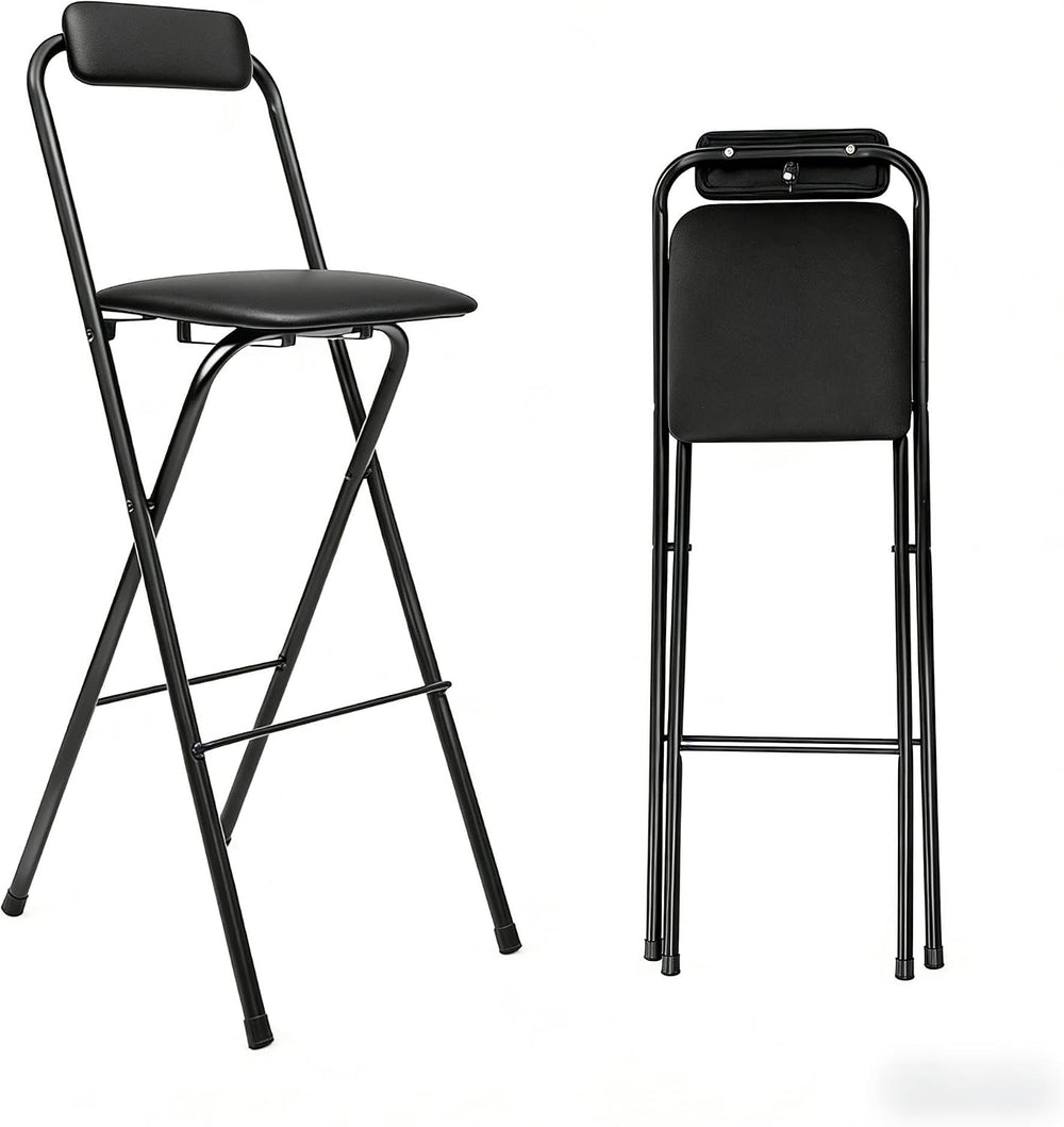 1 Pcs Folding Bar Stool with Backrest, 29.5 Inch Tall Foldable Stool Chair, P...