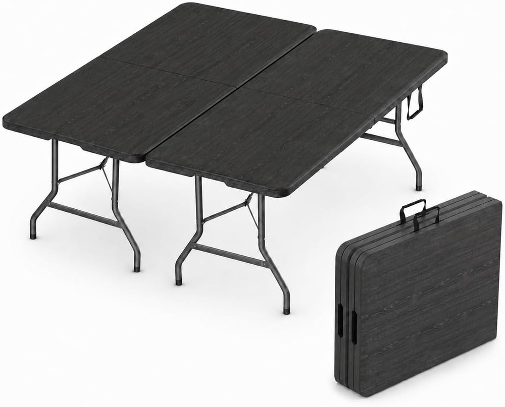 2 PACK of 6 Feet Foldable Table with Built in Handle & Steel Legs | 6FT H...