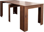 KEIKI 20”-118.5”L Extendable Foldable Dining Room Table for 1-10 People, Wood Modern Rustic Rectangle Expandable Kitchen Living Meeting Room Furniture, 6 Tabletop Length Options, Walnut