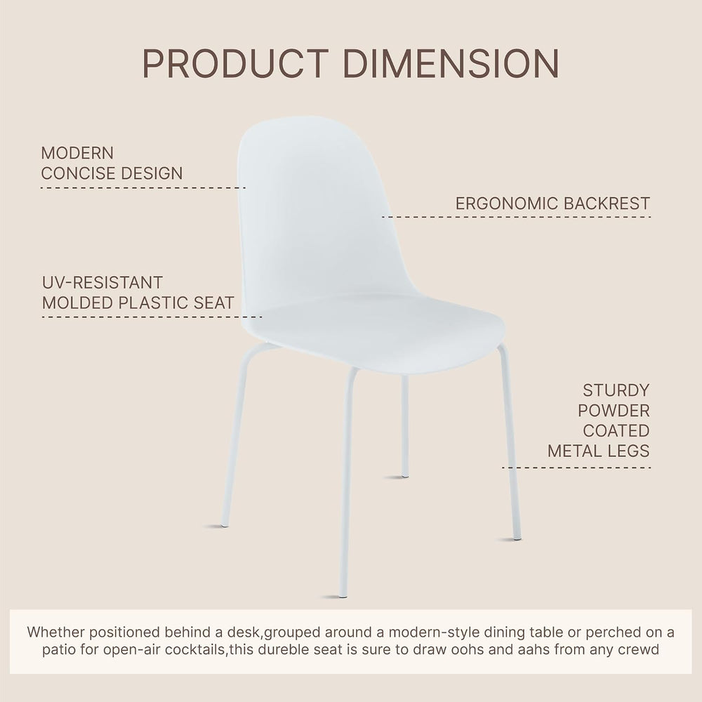 KISLOT Dining Chairs Set of 4, Plastic Outdoor Dining Room Chairs with Metal ...