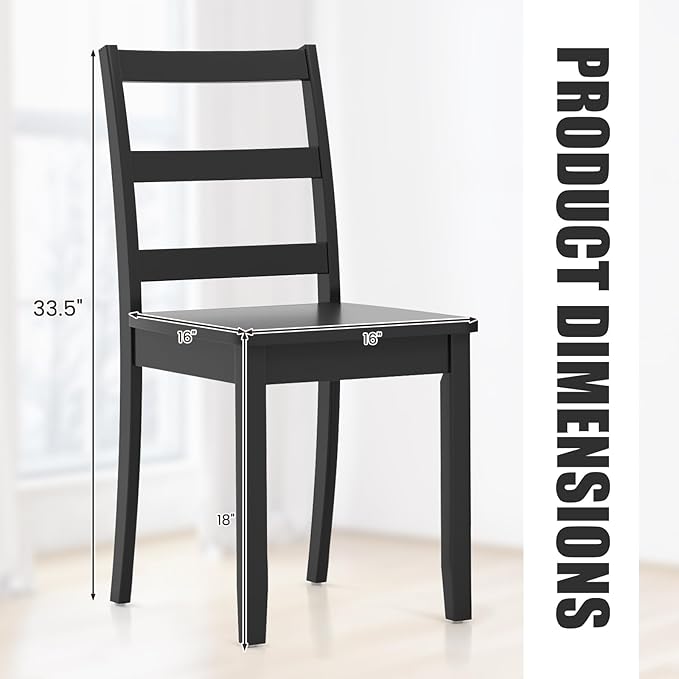 COSTWAY Wooden Dining Chairs Set of 4, Mid-Century Modern Armless Kitchen Side Chairs with Curved Backrest and Rubber Wood Legs for Home Dining Room, Kitchen, Restaurant (Black)