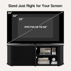Corner TV Stand 43 Inch, Mid Century Corner Entertainment Center with Sliding Tambour Door, Media Console Table with 2 Layers Storage, Fluted TV Stand for Living Room, Bedroom (Black)