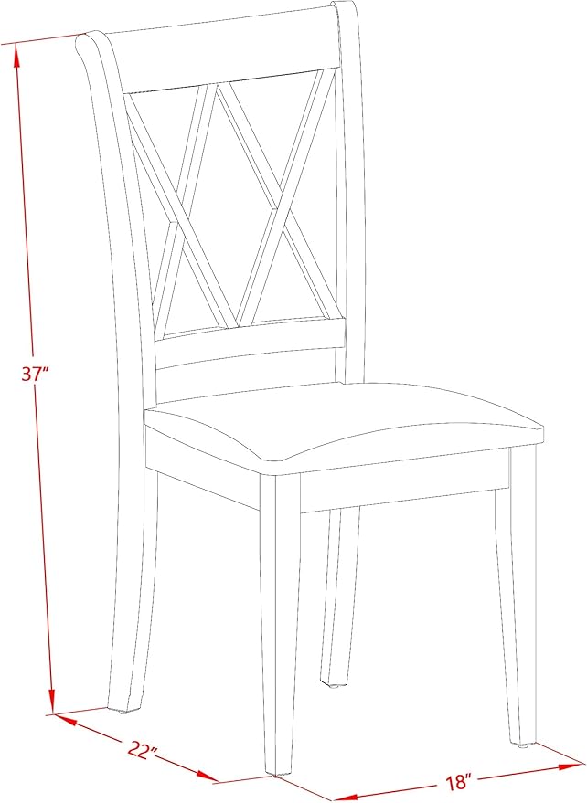 East West Furniture CLC-LWH-C Clarksville Kitchen Dining Chairs - Linen Fabric Upholstered Wood Chairs, Set of 2, Linen White