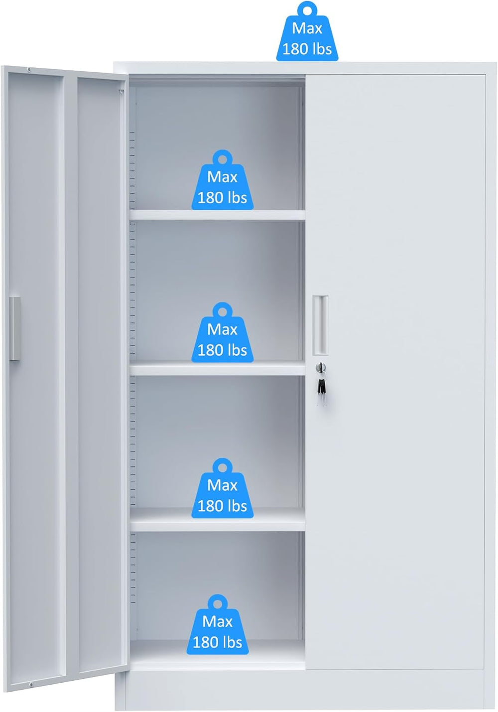 iJINGUR Metal Storage Cabinet with Locking Doors and Adjustable Shelves, 53.5...