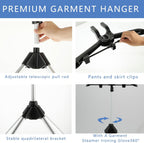 Garment Steamer Rack & Garment Ironing Glove for Clothes,Adjustable Steamer Stand for Clothes,Adjustable Garment Hanger Standing,Foldable Iron stand with Ironing Glove for Steaming Clothes(32-63 Inch)