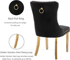 Black Dining Chairs Set of 6,Velvet Upholstered Dining Room Chairs with Back Ring Pull Trim and Golden Stainless Steel Legs,Modern Dining Chairs Perfect for Dining Room,Kitchen(Black)