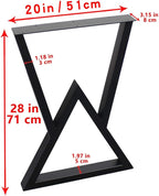 SSS Furniture Metal Desk Legs H28 x W20, Industrial & Rustic Style V Shape Table Legs with Adjustable Protector Feet, DIY Table Legs, Metal Legs for Furniture, Black, Set of 2