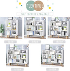 IOTXY Wooden Open Shelf Bookcase - 3-Tier Floor Standing Display Cabinet Rack with Legs, 10 Cubes Bookshelf, Warm White
