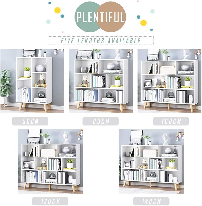 IOTXY Wooden Open Shelf Bookcase - 3-Tier Floor Standing Display Cabinet Rack...