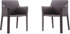 Manhattan Comfort Vogue Modern Faux Leather Dining Chairs, Metal Frame, Comfortable Padded Seat, Fully Assembled Armchair Accent Furniture, Set of 1, Grey