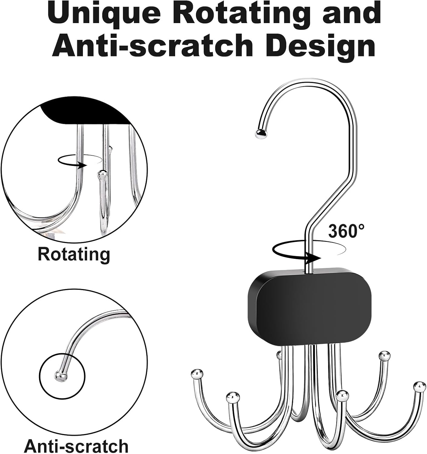 Belt Hanger for Closet, 3PCS Belt Organizer for Closet 360°Rotating Max 72 Belt, Tie Rack Hanger for Closet Tie Organizer for Closet Belt Holder for Closet for Belt,Tie,Tank Top,Bra,Scarf,Hat