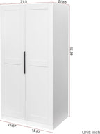 62.99" Freestanding Kitchen Pantry Cabinet, Multifunctional Storage Buffet with Shelves & Doors, Versatile Pantry Organizer for Kitchen, Dining Room or Living Room, Particle Board Construction, White