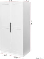 62.99" Freestanding Kitchen Pantry Cabinet with Doors & Adjustable Shelves – Walnut/White Buffet Sideboard Storage for Kitchen, Dining Room & Living Room (Durable Melamine Finish) (White)