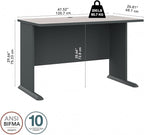 Bush Business Furniture Series A 48W Computer Desk in White Spectrum and Slate, Small Office Table for Home or Professional Workspace