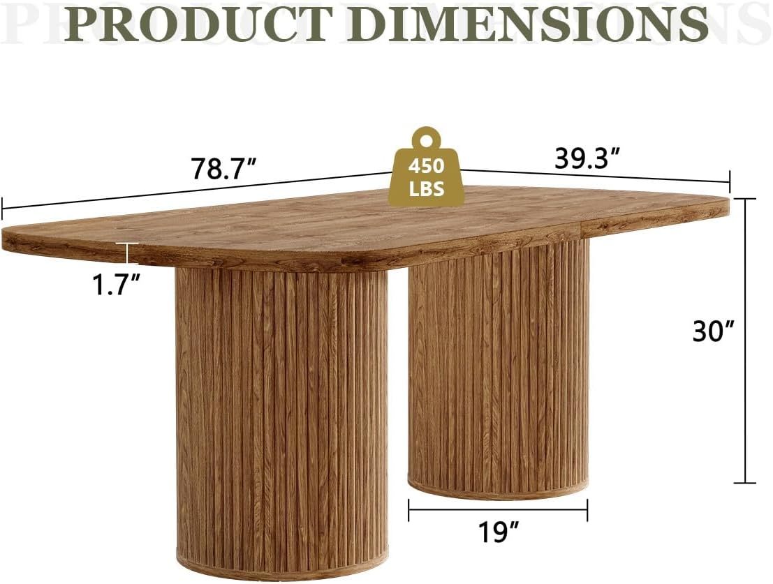 79" Dining Room Table for 6 8 10 Person, Large Wood Dining Table, Rectangular Modern Mid-Century Farmhouse Dining Room Table for 6 8 10, Ideal for Dining & Gatherings